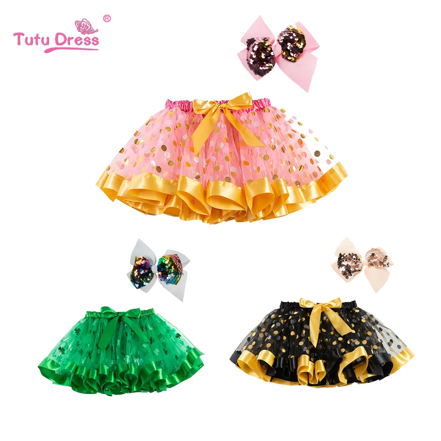 

Tulle Skirt Girls Free Bow Headband Fluffy Pettiskirts for Kids Party Miniskirt Christmas Halloween Wedding Children Clothing