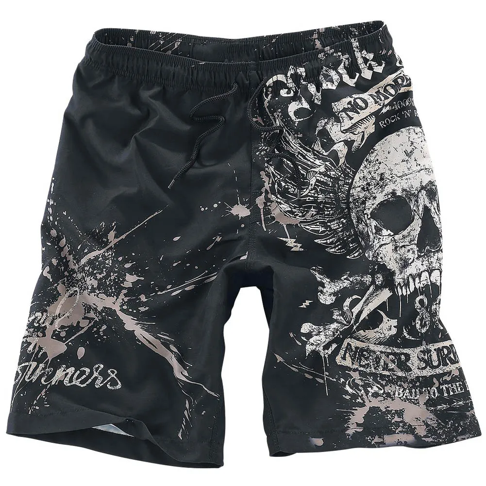 

2017 Summer Male Skull Print Sandblasting Short Pants Fashion Men's Casual Sportwear Beach Shorts Man