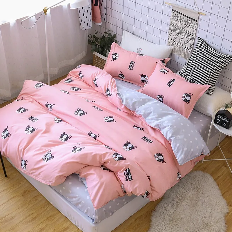

Four-Piece Dedding Set Quilt Cover, Pillowcase Cute Dog Full Size Cute little yellow duck bedlinen bedclothes #40