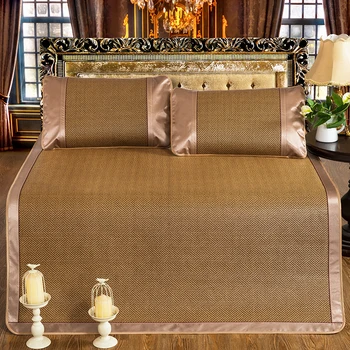 

Home Textile Rattan Mat Gird Fitted sheet set Coffee Summer Cool Mat peony bed cover sleeping flax mat Mattress Cover bedspread