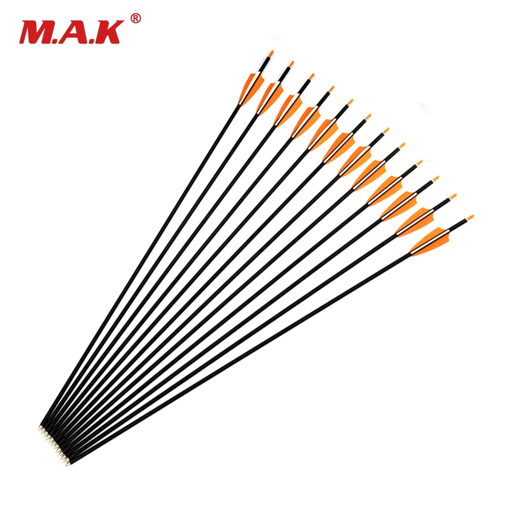

6/12/24 Pcs Mixed Carbon Arrow 30 Inches Spine 700 with Aluminum Pin Orange White Feather for Archery Hunting Shooting