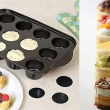 12 Чашки круглые чизкейк торт Мини антипригарным кастрюлю съемным дном Маффин кекс Mold DIY выпечки Инструменты