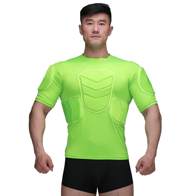 Профессиональная футбольная Футболка вратаря, спортивная куртка, защитные рубашки, уплотненная натуральная латексная эва губка, налокотники, протектор - Цвет: green short sleeve