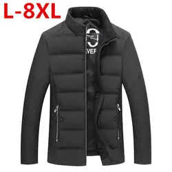 Большие размеры 8XL 7XL новые мужские классические пальто повседневная стройная фигура Швейные хлопок-обивка простегано, воротник-стойка