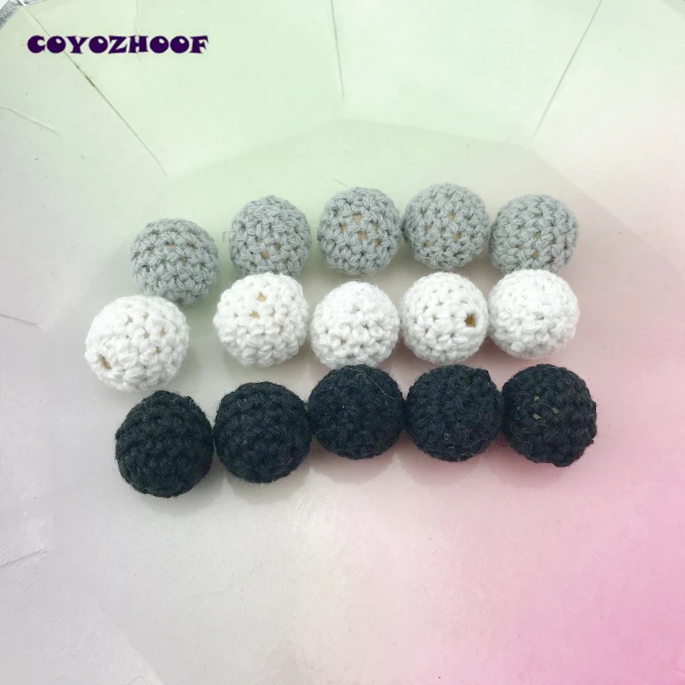 20mm-Black-Grey-White-Crochet-Wooden-Beads-20Pcs-Yarn-For-Choose-Knitted-By-Cotton-Thread-DIY