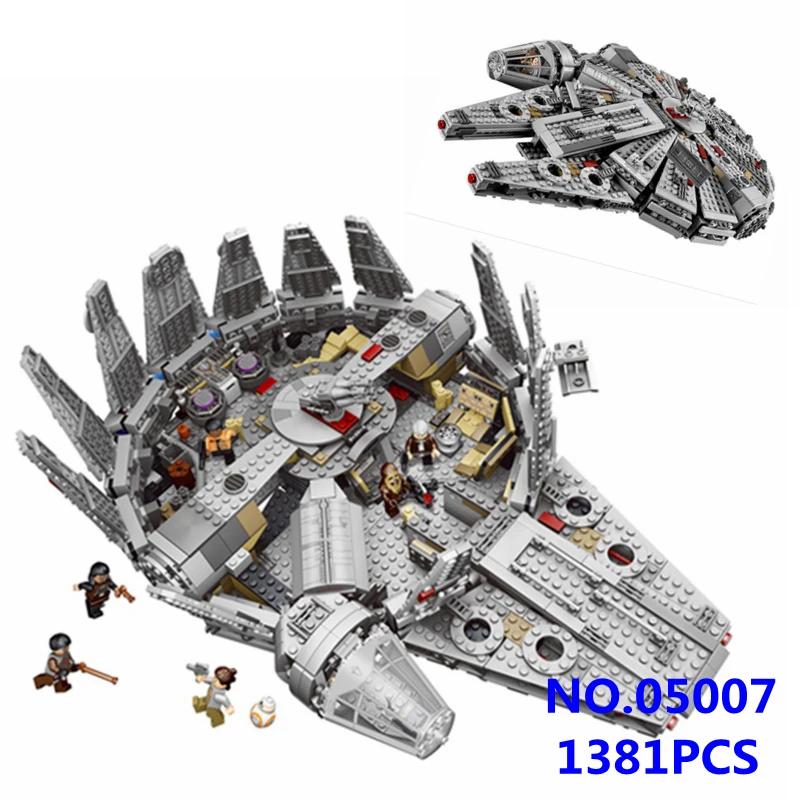 

1381pcs Millennium Falcon Model Starwars Space Ship Marvel Building Blocks Bricks Toys for Children Compatible with 10467 05007