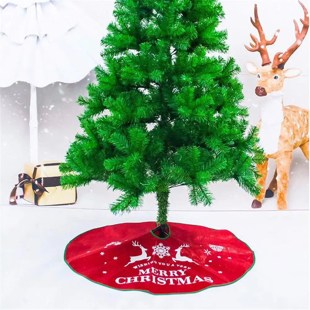 

Merry Christmas Decoration Tree Skirt Non-woven Deer Snowflower Printed Christmas Tree Skirt for New Year Party Dia 90cm 120cm
