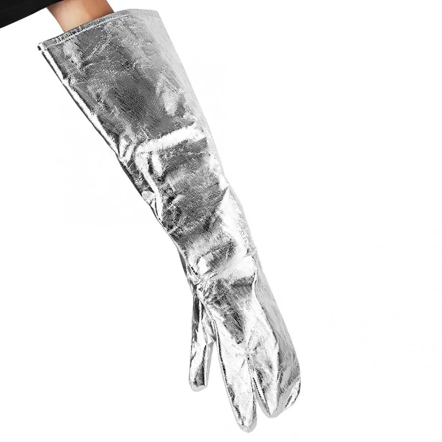 Перчатки из алюминиевой фольги, 1000 градусов, высокотемпературный устойчивый, для сварочных работ, безопасные рабочие Удлиненные перчатки, огнеупорные радиационные перчатки