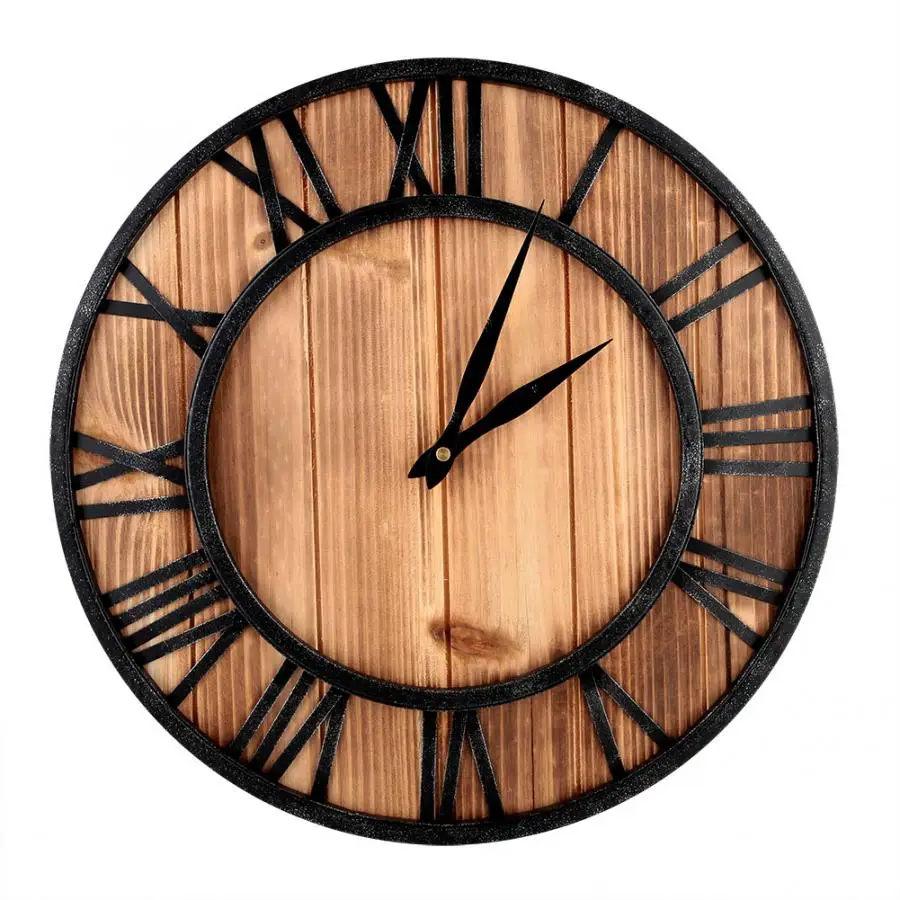 

Modern European Style Wooden Wall Clock Metal Non-ticking Quartz Wall Sticker Lightweight Mute Movement Hall Home Decoration