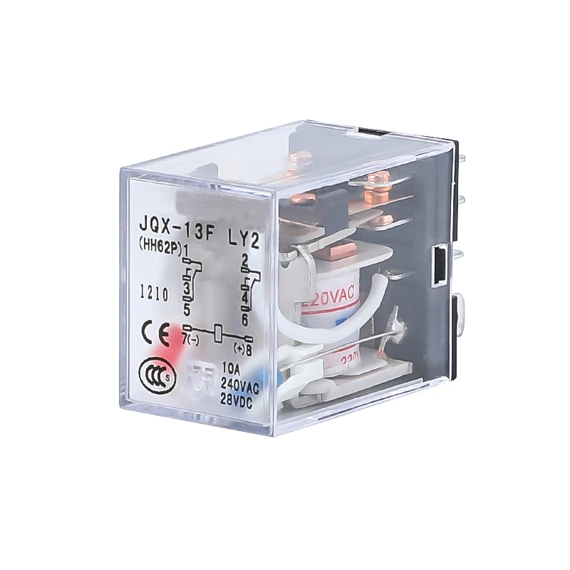 HH62P LY2NJ JQX-13F LY2 Electromagnetic Relays Switch Socket Base AC 220V 110V DC 24V 12V 10A DPDT 8 Pin Copper Coil Power Relay