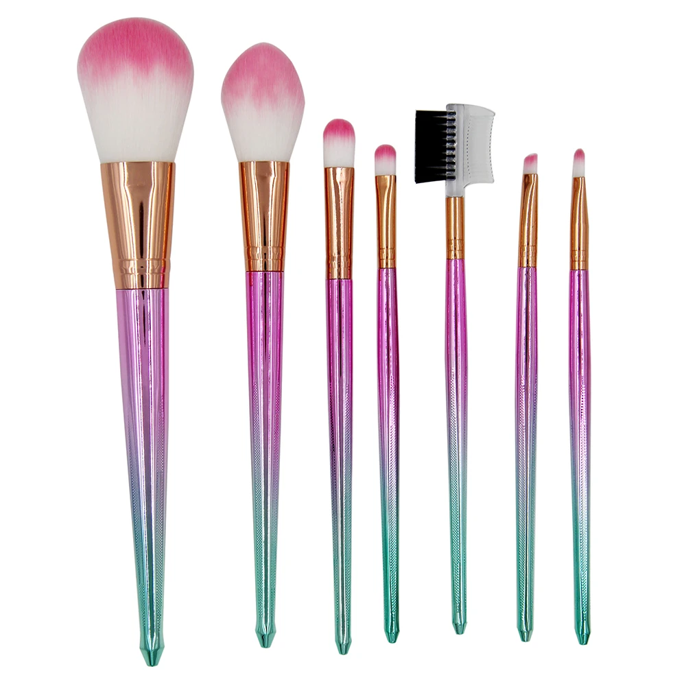 Brand 7PCS Mermaid Makeup Brushes Set Eyeshadow Eyebrow Eyeliner Blush Contour Foundation Lip Cosmetic Beauty Make Up Brush Kits (7)