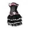 sexy lace up pink corsets for girl's plus size costume overbust burlesque corset and skirt set tutu corselet victorian corset ► Photo 3/6