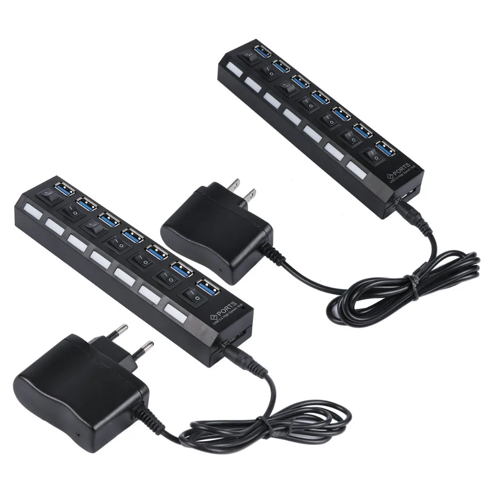 7-портовый usb-хаб USB3.0 мульти Зарядное устройство концентратор Разделитель с Мощность Вкл/выключения высокого Скорость Кабель-адаптер для ПК ноутбука светодиодный индикатор г