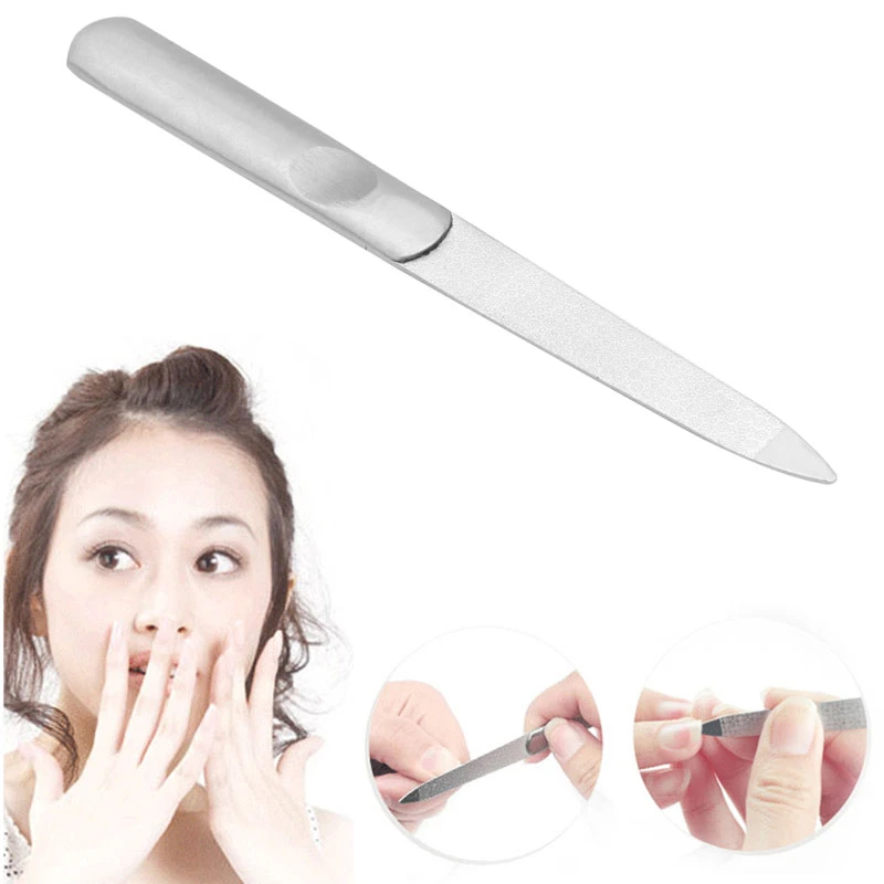 1Pc Stainless Steel Metal Nail Art Pedicure Tool Dual Sided File