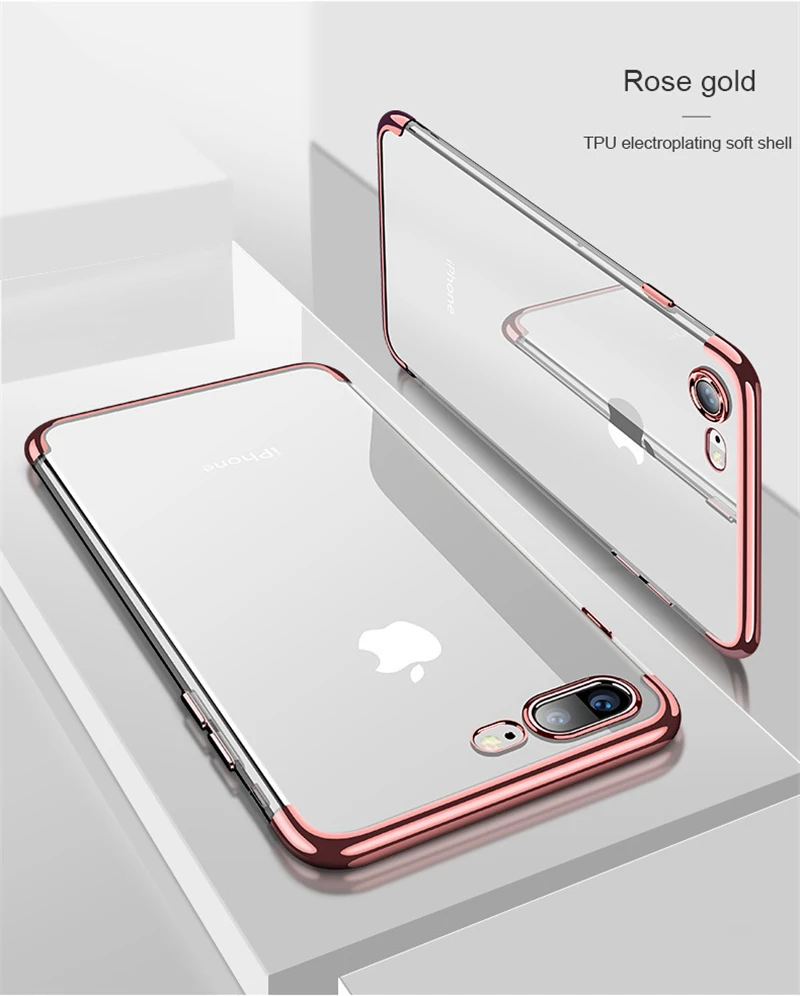 Цветным напылением, чистый мягкий чехол для iPhone 5,8 6,1 6,5 для iPhone X 10 6 S, 6, 6 Plus, 6S Plus, 7, 8, 7 Plus, 8 Plus, ультра тонкий чехол - Цвет: Rose gold
