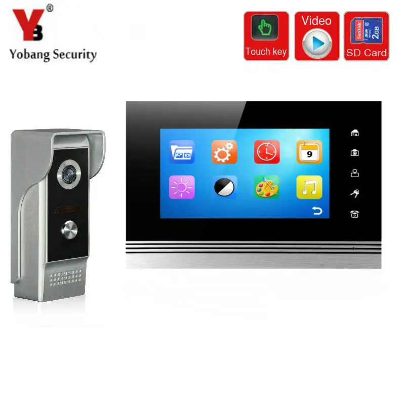 

Yobang Security 7" Colour TFT LCD Video Intercom Doorbell Door Phone System With Waterproof Digital Doorbell Camera Viewer IR