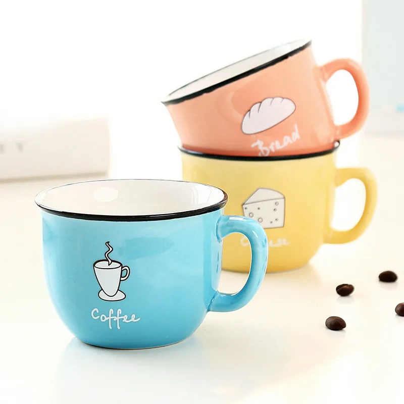 

RUIDA Cute Pattern Ceramics Cup Capacity 200ml Cups Breakfast Coffee Milk Tea Cups Colorful Novelty Gifts MU10