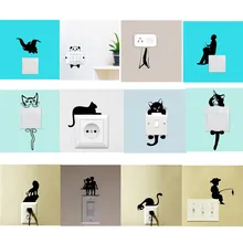 Милые животные светильник переключатель на стену с наклейками для детей детские комнаты DIY Украшение дома мультфильм кошка наклейки на стены ПВХ Stwich стикер