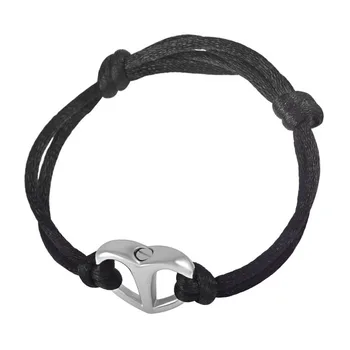 

CMB5020 Black Rope Cremation Bracelet with Shiny Stainless Steel Heart Urn Ashes Jewelry Adjustable Expandable Bangle