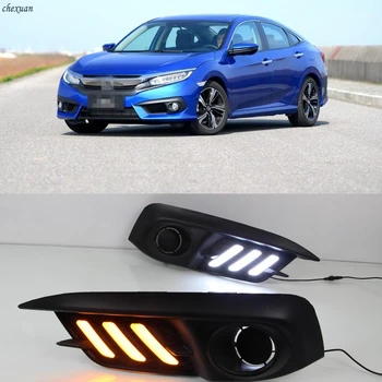 

CSCSNL 1 Set For Honda Civic 2016 2017 2018 DRL LED Daytime Running Light 12v ABS Fog Light Cover With Yellow Turn Signal Light