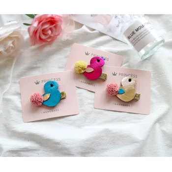 

12pcs Fashion Cute Gauze Pom Pom Bird Hairpins Solid Glitter Animal Hair Clips Princess Headwear Boutique Hair Accessories