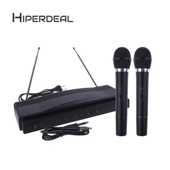 

HIPERDEAL Professional Wireless Microphone System Dual Handheld + 2 x Mic Cordless Receiver Black Fashion Music Antenna oct1 HW