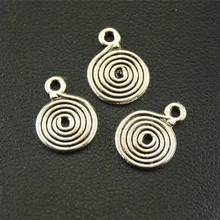 100 шт Античный Серебристый Круглый амулет ювелирные изделия спиральный круг кулон ювелирные изделия ручной работы DIY аксессуары для сережек Nracelet A1573