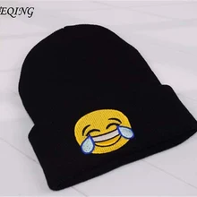 TEQING новая шапка со смайликом вязанная шапка с вышивкой мужские и женские черные шапки шапка осень-зима пара Повседневные шапки унисекс
