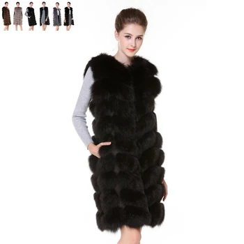 

Real Fur Vest and Coats Fox Fur coats Natural Real Fox Fur Jacket 90CM Womens Real Fox Fur Vest Long Coat Ship by DHL 5 days