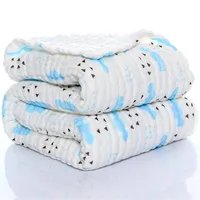 Kids Muslin Cotton Sleeping Blanket Bath Towel 110x110cm Strong Water Absorption 6 Layers Baby Breathable Bedding Muslin Blanket 2