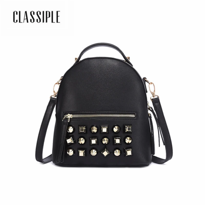 

Women 2018 Cute Backpack For Teenagers Black Rivets Female Travel Shoulder Bag Backpack High Quality School Backpacks Ladies