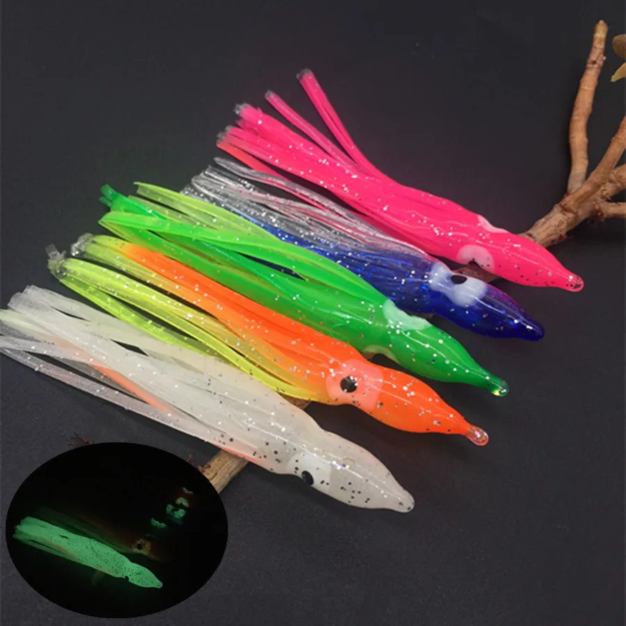 

2Packs=10pcs 7.5cm Sea Fishing Luminous Squid Skirts Soft Octopus Baits Lures Tackle Octopus Rig Artifical Lures Craft Jigging