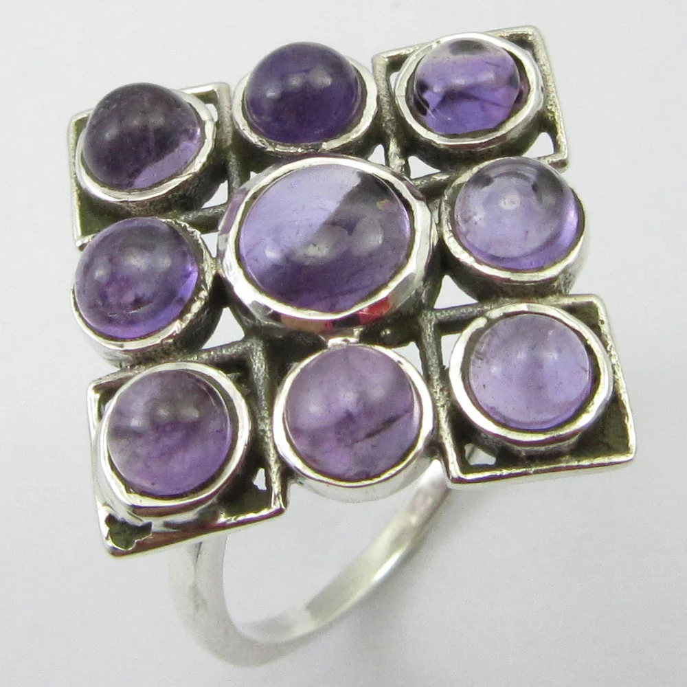 

Silver Amethysts Finger Ring Sz 7 Women Wedding Jewelry Unique Designed