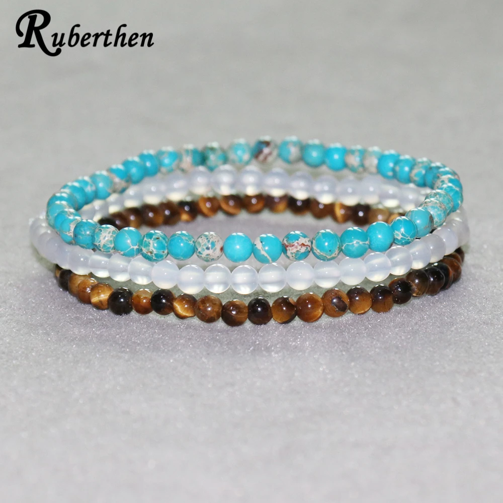 

Ruberthen Blue Regalite Bracelet Tiger Eye Bracelet Amazonite Mini Gem Stone Energy Bracelets