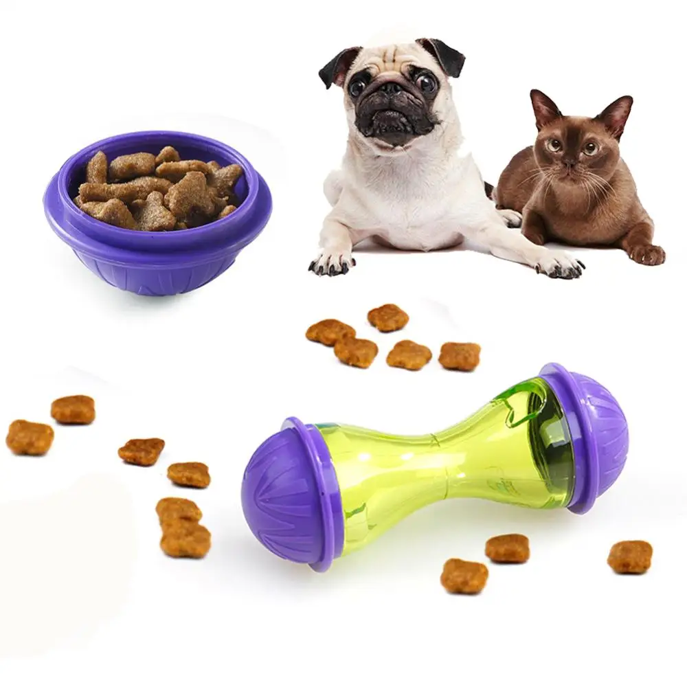 

Pet Dogs Cats Fun Bowl Toy Feeder Dog Feeding Pets Dog Tumbler Leakage Food Ball Puppy Pet Training Exercise Fun Bowl