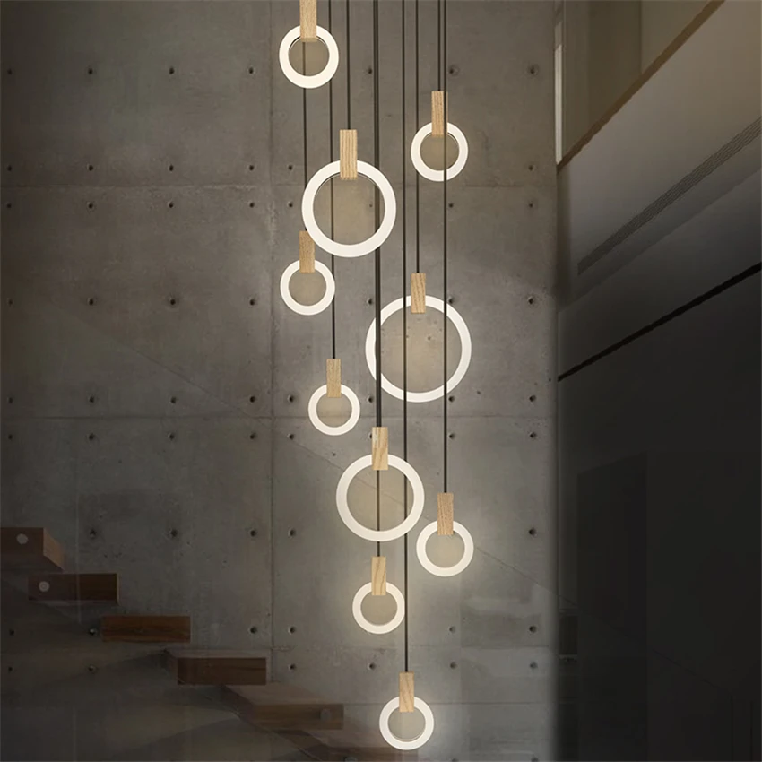 

Nordic Led Acrylic Chandelier Bedroom Living Room Chandelier Staircase Villa Lighting