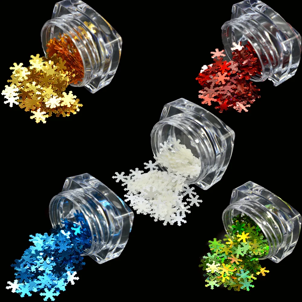 1Pcs 3D Colorful Snowflakes Winter Christmas Style Nail Art Glitter Stickers Powder Nail Gel Tools For Nail DIY Decoration TR396