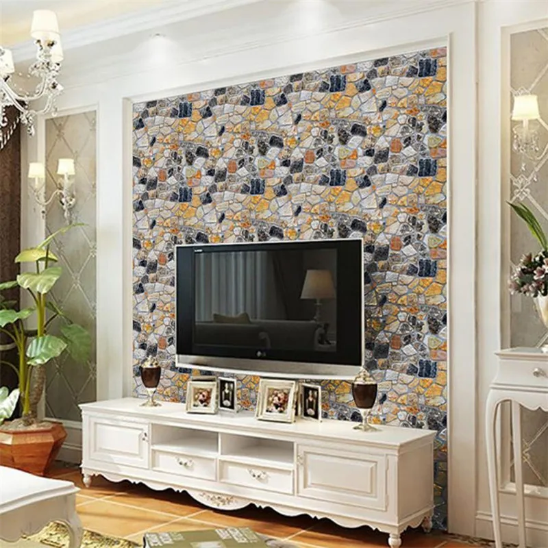 Wallpapers for kitchen 3D Wall Paper Brick Stone  Self-adhesive Wall Sticker Home Decor Drop shipping product           X0716#3004