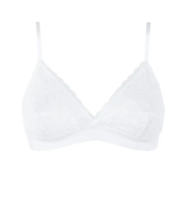 Newlook мята белый кружевной triangele бикини Bralette Топ сексуальное белье беспроводные
