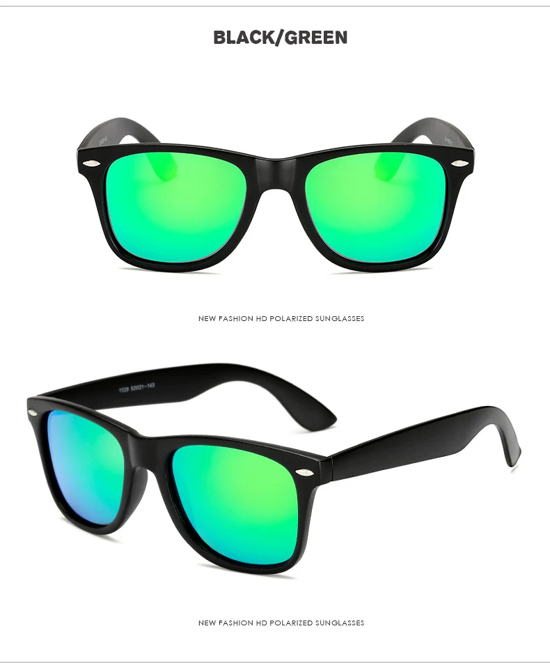 Модные Классические 2140 HD поляризованные UV400 Солнцезащитные очки для мужчин крутые для вождения Модные оттенки винтажные Брендовые женские солнцезащитные очки oculos de sol - Цвет линз: black-green