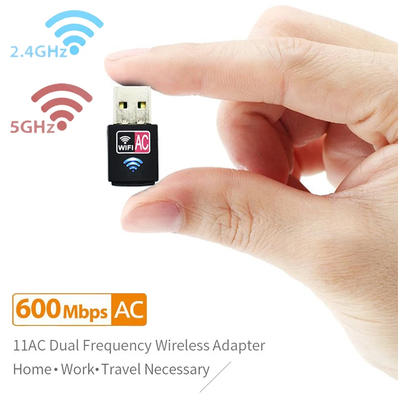 Мини 600 Мбит/с USB WiFi Dongle адаптер Двухдиапазонная беспроводная сетевая lan карта для