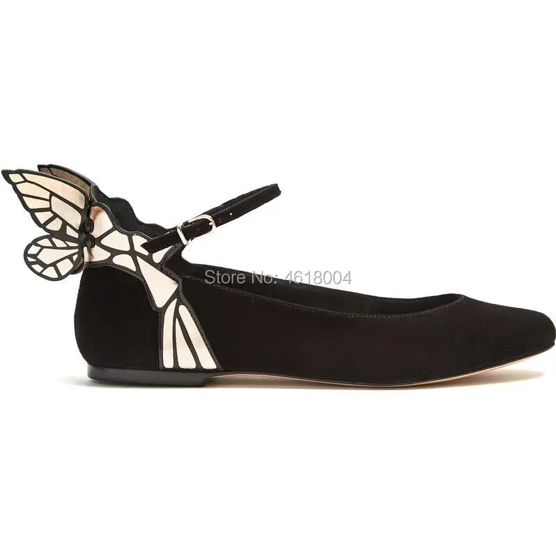 KALMALL/женские балетки на плоской подошве; лоферы с крыльями бабочки; замшевая обувь черного цвета; балетки на плоской подошве с пряжкой и ремешком; повседневная обувь