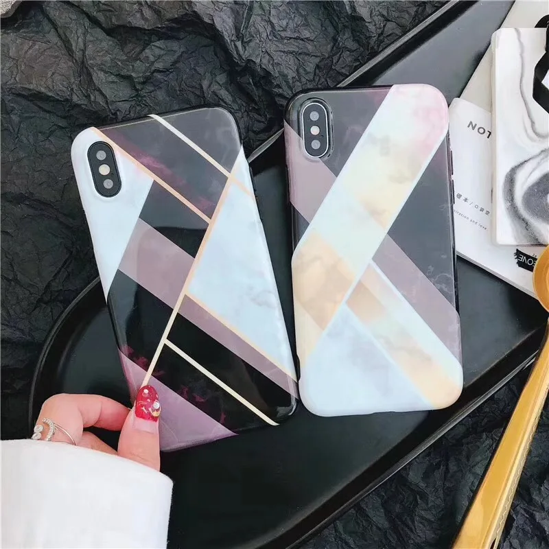 Модный чехол Kerzzil с геометрическим узором и мрамором для iPhone X 6 6S забавные мягкие