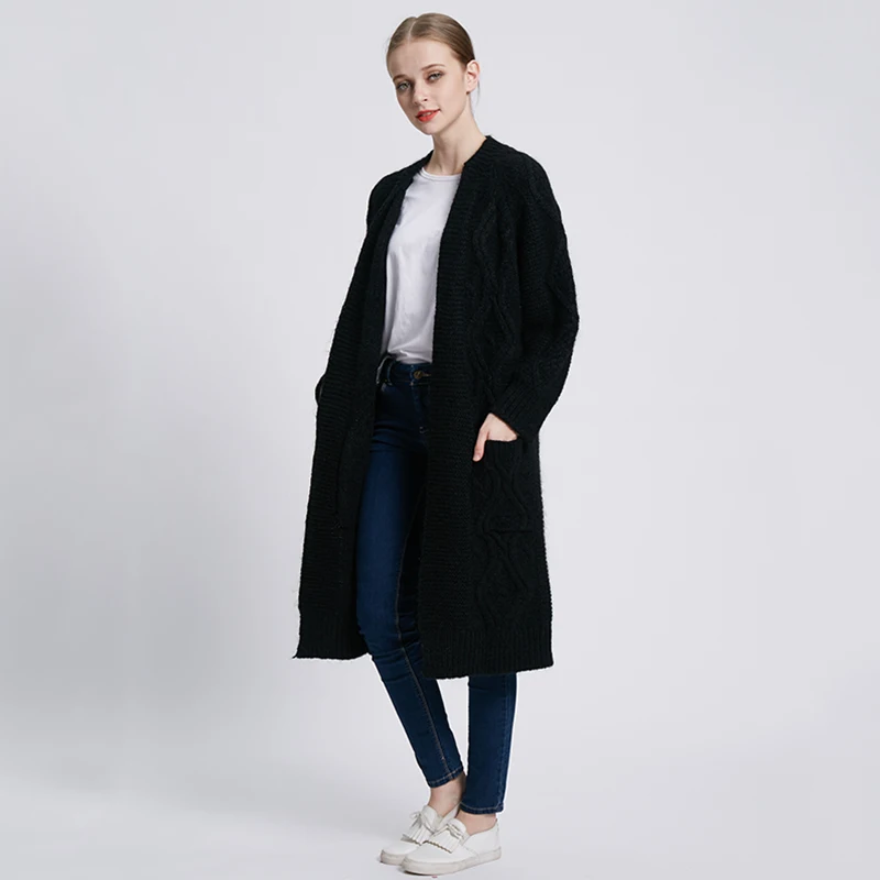 long thick black cardigan