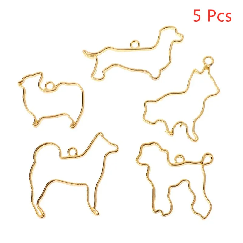

5 Pcs/set Dog Animal Styling Crystal Epoxy Glue UV Resin Metal Border Color Retaining DIY Accessories Jewelry Making Tools
