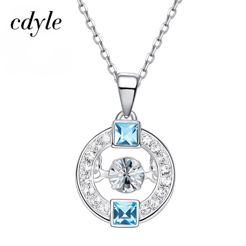 

Cdyle Embellished with crystal Pendants 925 Sterling Silver Fashion Jewelry Blue Shiny Austrian Rhinestone