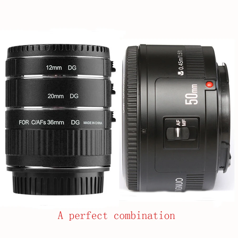 YONGNUO 50mm F1.8 Lens Large Aperture Auto Focus Lens+Viltrox Autofokus AF Macro Extension Tube