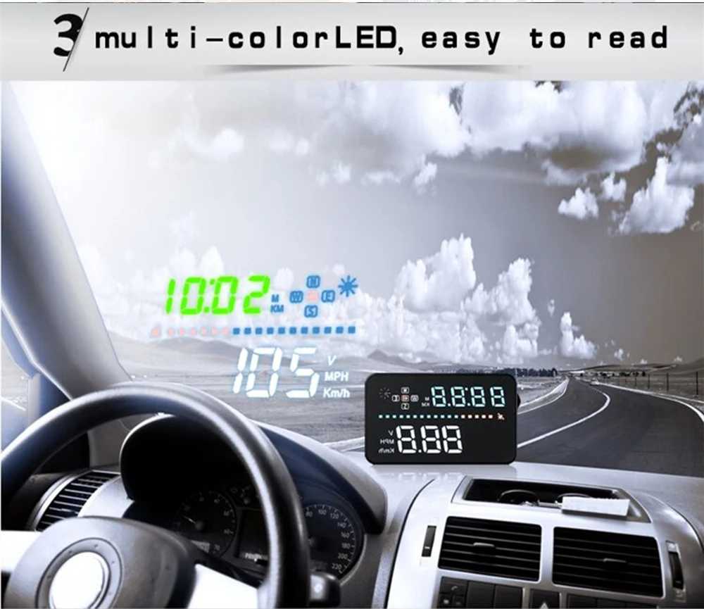 3," A3 HUD OBD2 цифровой gps автомобиля Скорость ometer Winshield проектор автомобилей Head Up Дисплей с анти-скользящий коврик Скорость сигнализации компас