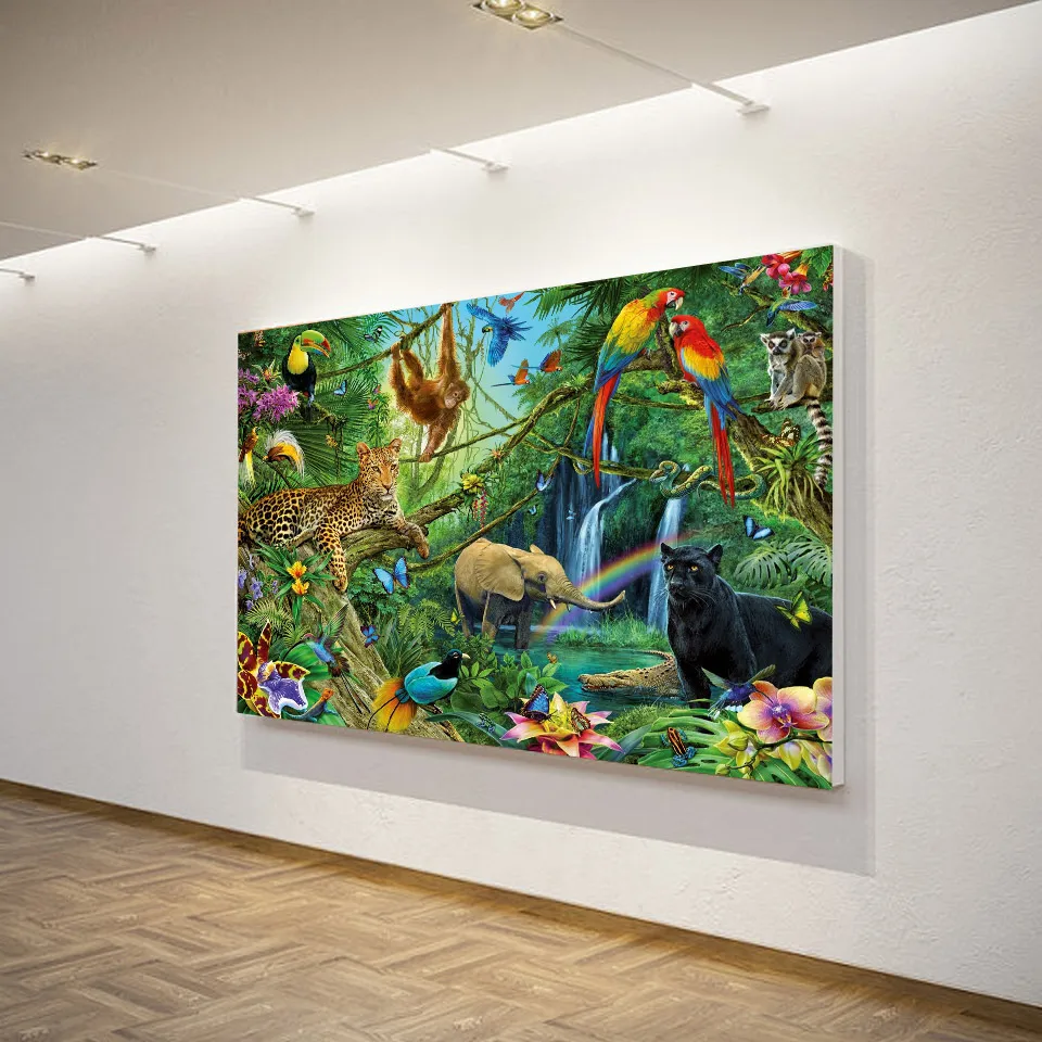 1 шт. холст Художественная живопись тропический рай Птицы Животные Королевство джунгли HD печать стены Арт плакат XA1303C