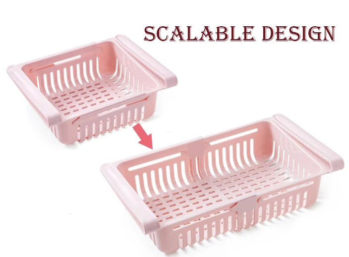 

Adjustable Stretchable Refrigerator Organizer Drawer Basket Refrigerator Pull-out Drawers Fresh Spacer Layer Storage Rack